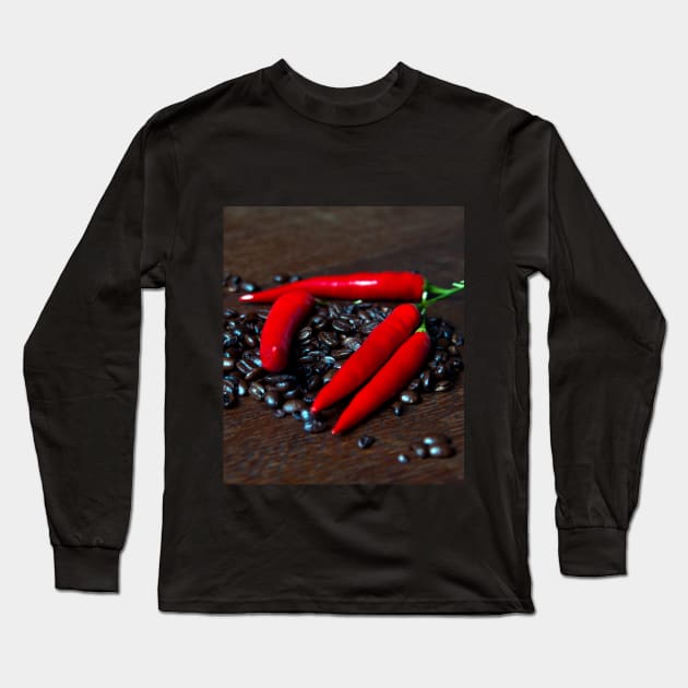 Hot Chili and Coffee Beans Long Sleeve T-Shirt by SILVA_CAPITANA